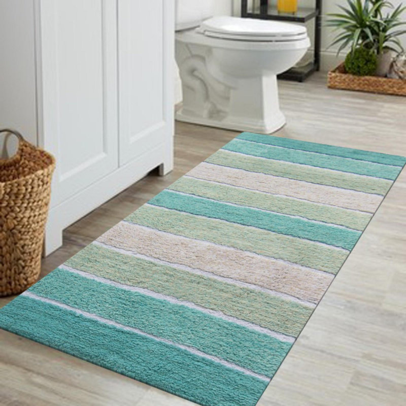 Rosecliff Heights Blakely Stripe Designed Cotton Bath Rug & Reviews